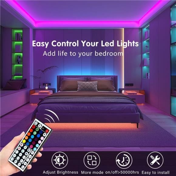 100ft Led Strip Lights (2 Rolls of 50ft) Bluetooth Smart App Control Music Sync - Picture 5 of 8
